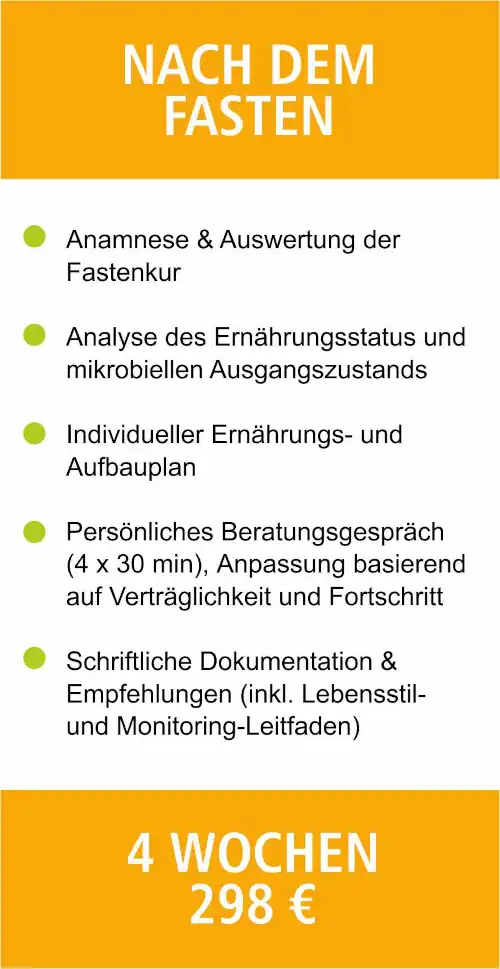 Nach einer Fastenkur ist das Darmmikrobiom oft reduziert und weniger divers. Ziel ist ein langsamer, gezielter Wiederaufbau.